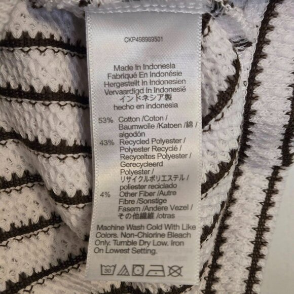 Madewell Textured Stripe Boxy Knit Top Cream Brown Size Medium - Picture 4 of 6